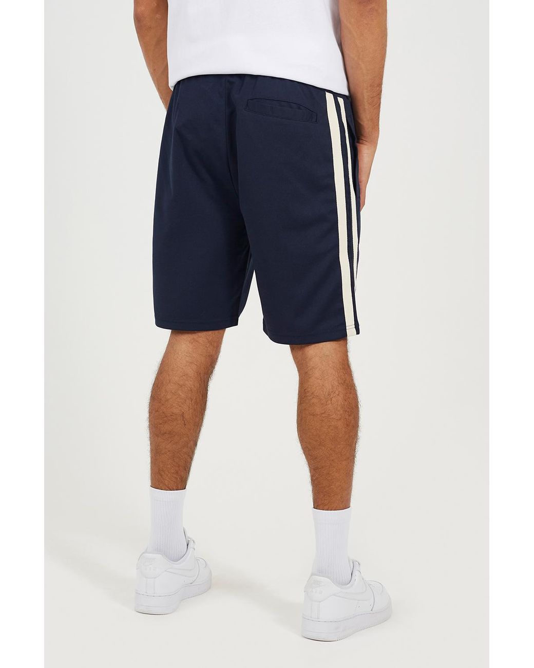 Brave Soul Blue Double Side Stripe Jersey Shorts for men