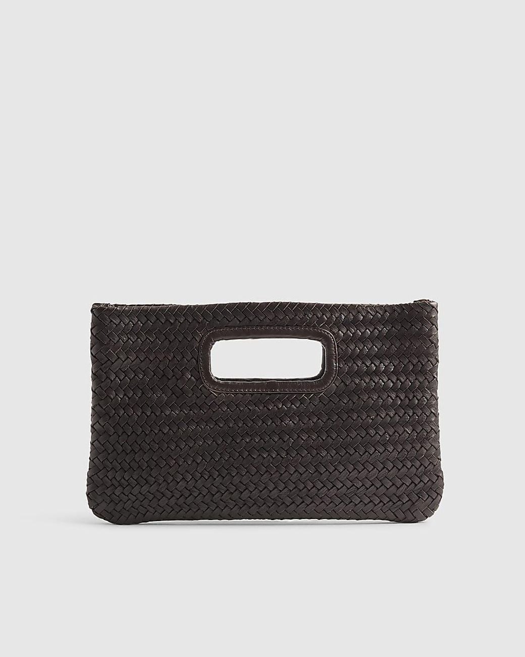 River Island Gray Clutch Bag Woven Leather