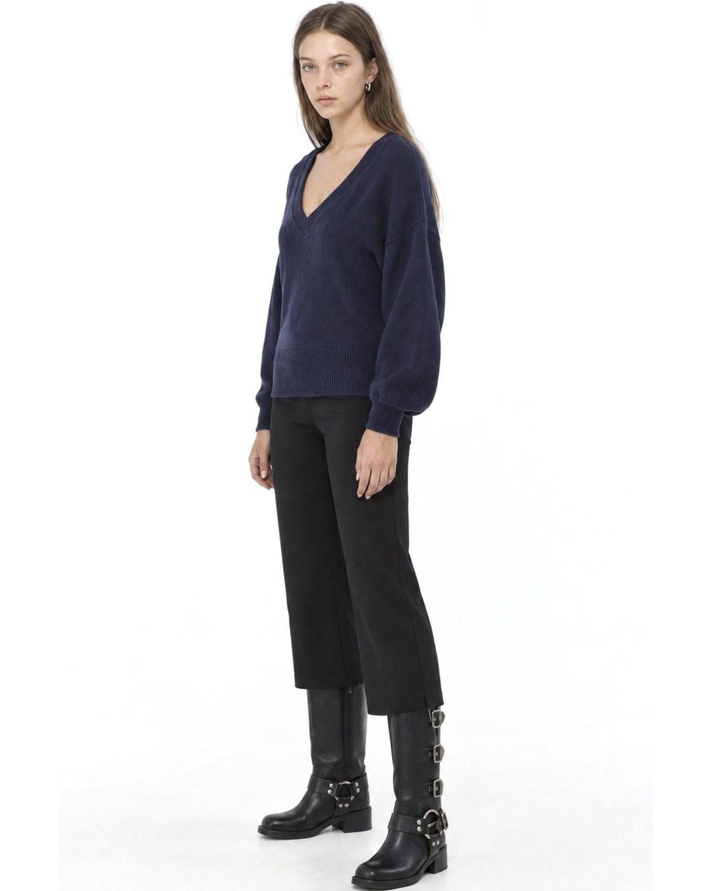 Busem Blue Crop V-Neck Sweatshirt