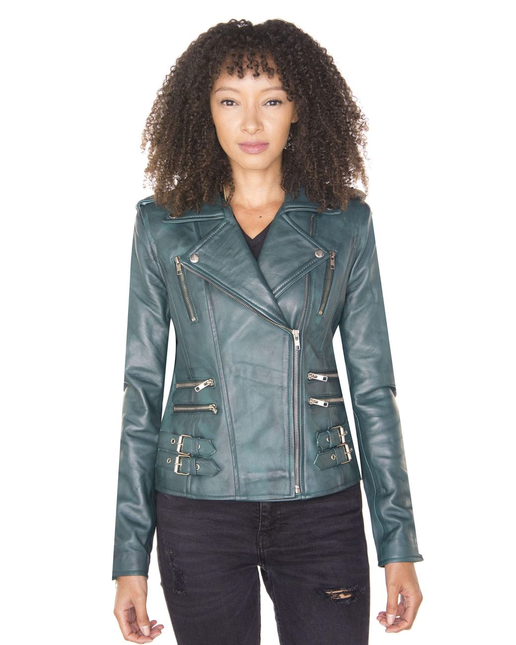 Infinity Leather Blue Vintage Brando Biker Jacket-Orlando