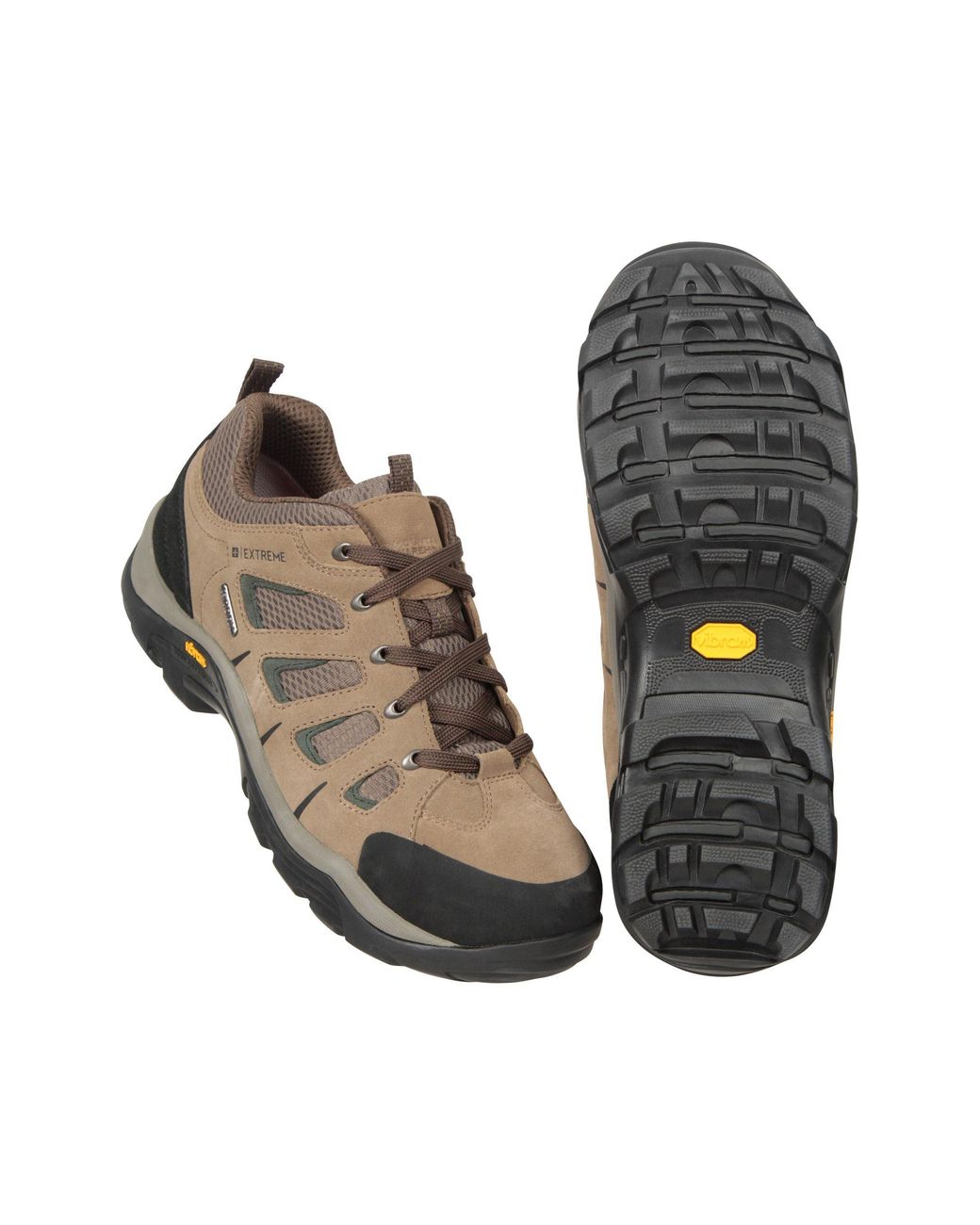 Mountain Warehouse Black 'Field' Vibram Hiking Shoes Lightweight Waterproof Wide Fit Trekking Shoe Synthetic Leather for men