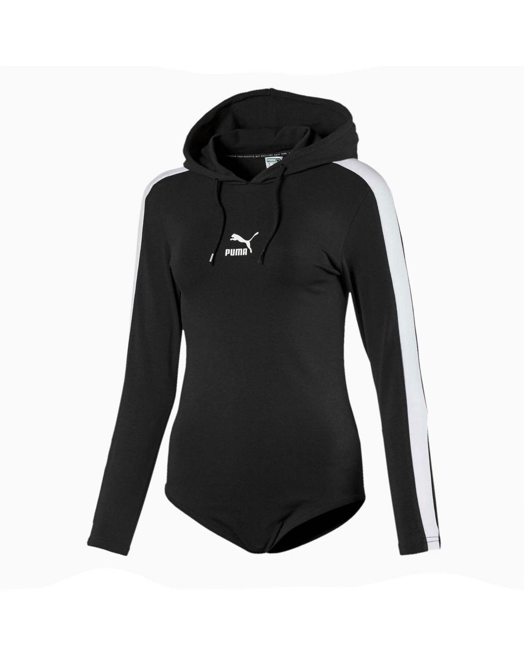 PUMA Black Classics Hooded Long Sleeve Bodysuit 596709 01 Textile