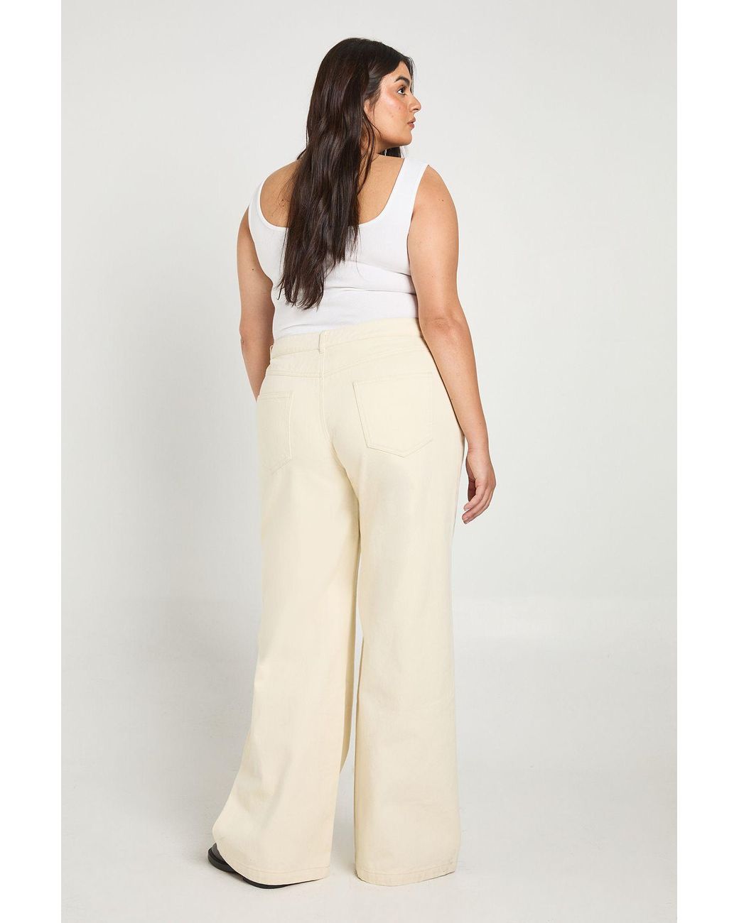 Boohoo Natural Plus Denim Wide Leg Jean