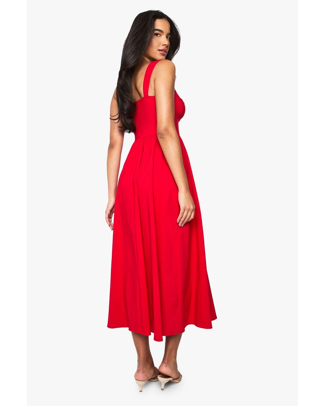 Boohoo Red Bengaline Sweetheart Midaxi Dress