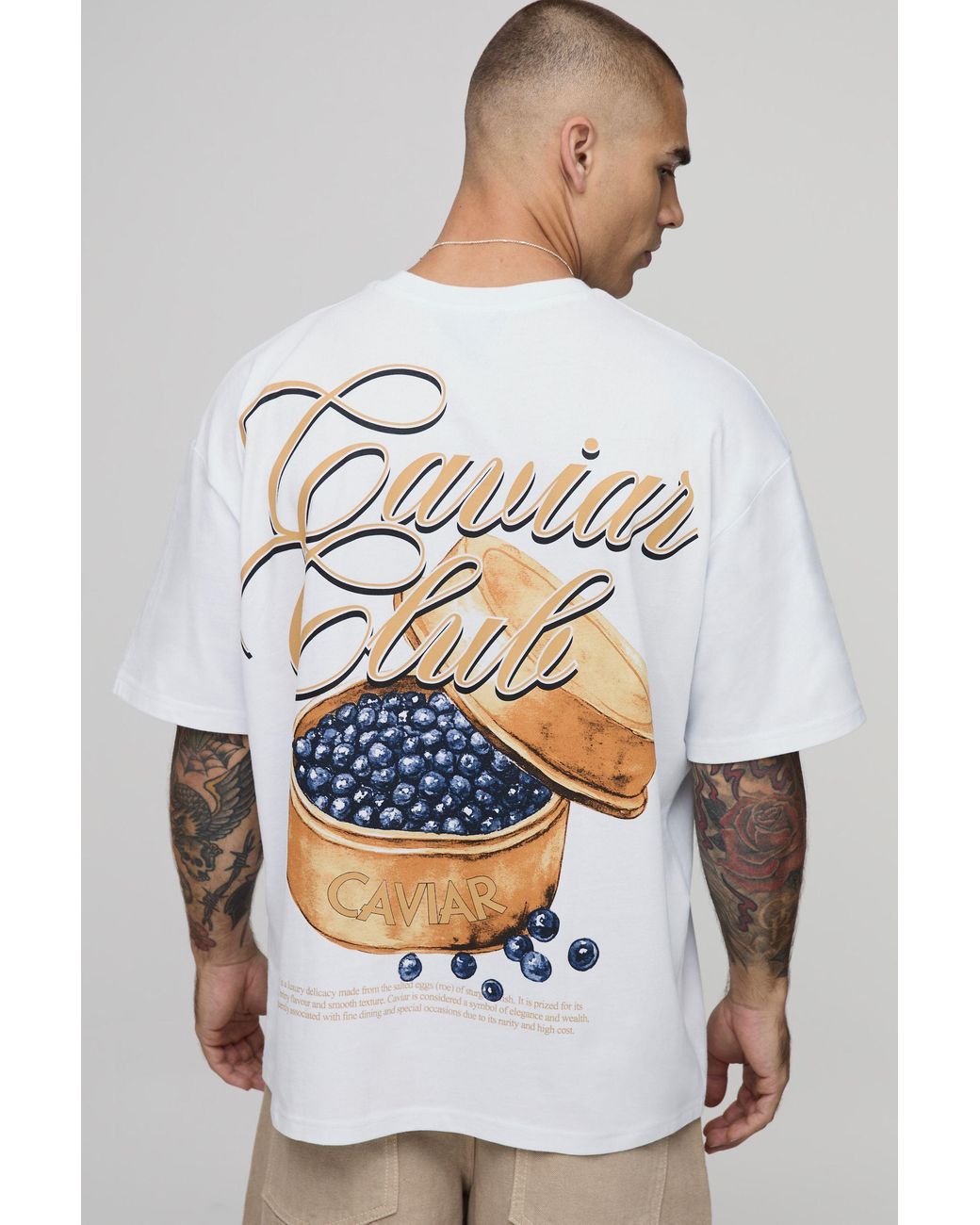 BoohooMAN White Caviar Oversized T-Shirt for men