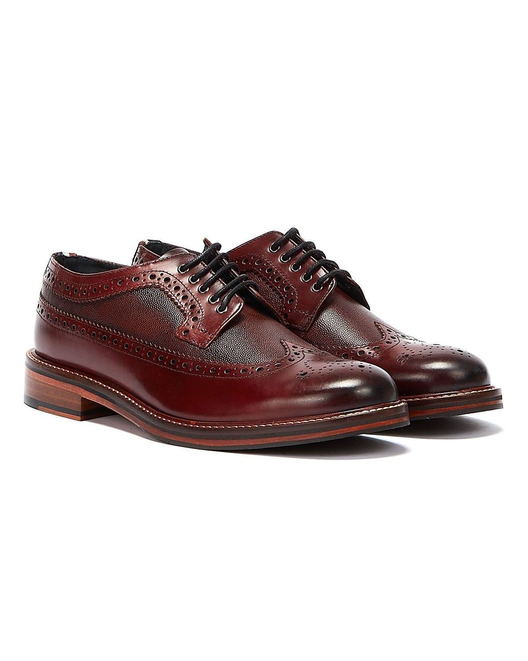 Ben Sherman Red Archie Brogue Shoes for men