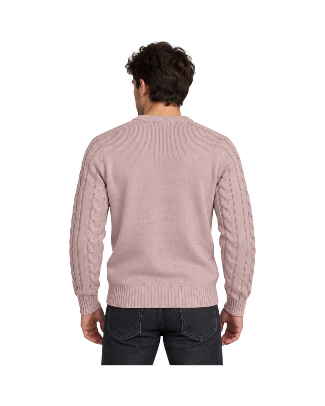 Marks & Spencer Purple M&S Cable Knit Sweatshirt Chunky Crew Neck Pullover Cotton Warm Soft Jumper for men