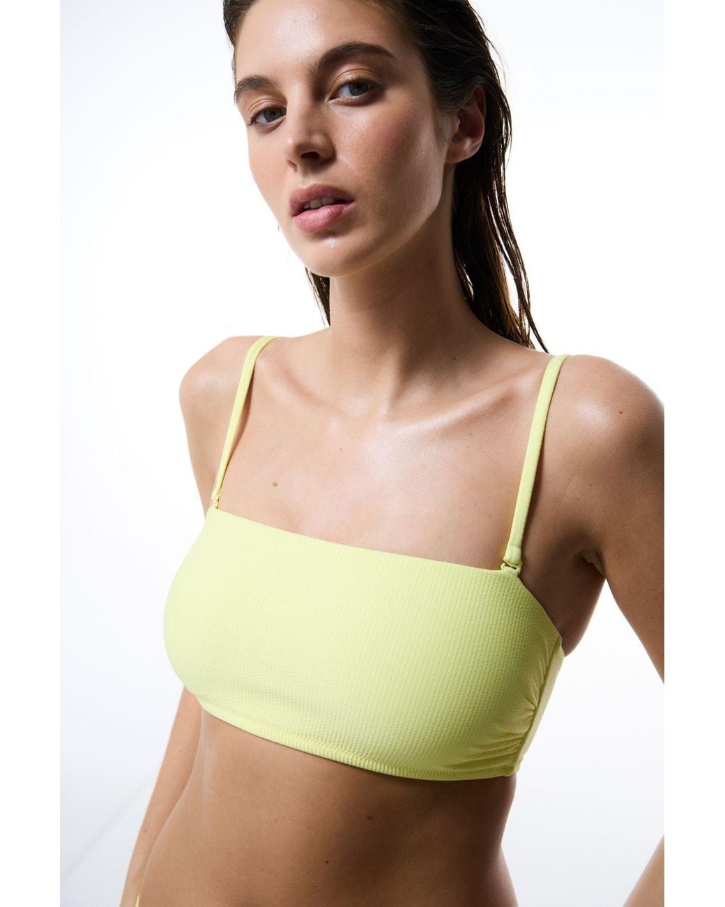 Penti Green Ribbed Bandeau Bikini Top