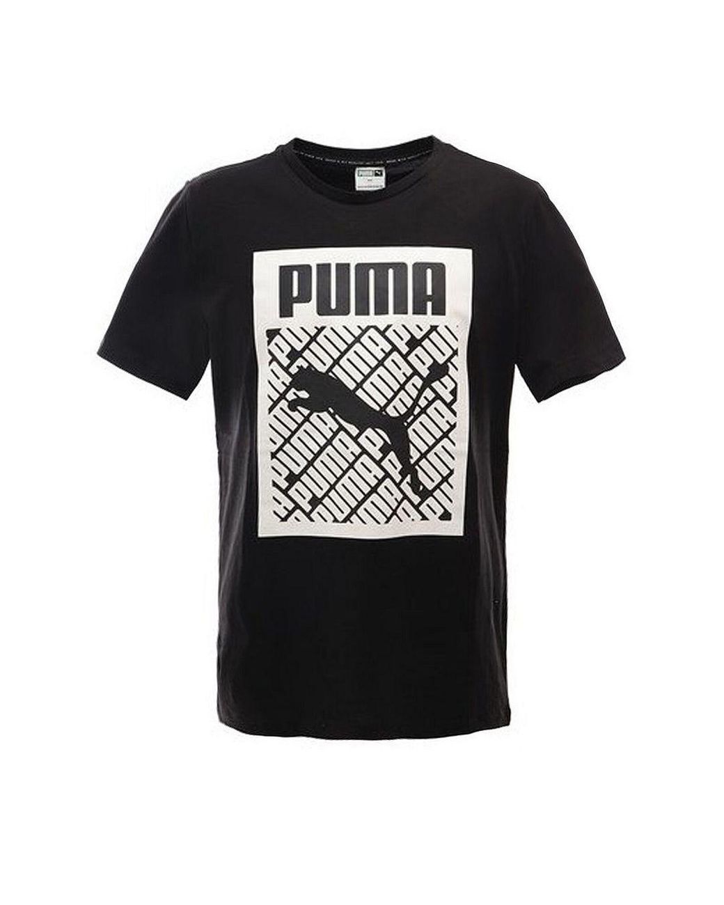 PUMA Black Graphic Logo T-Shirt Cotton for men