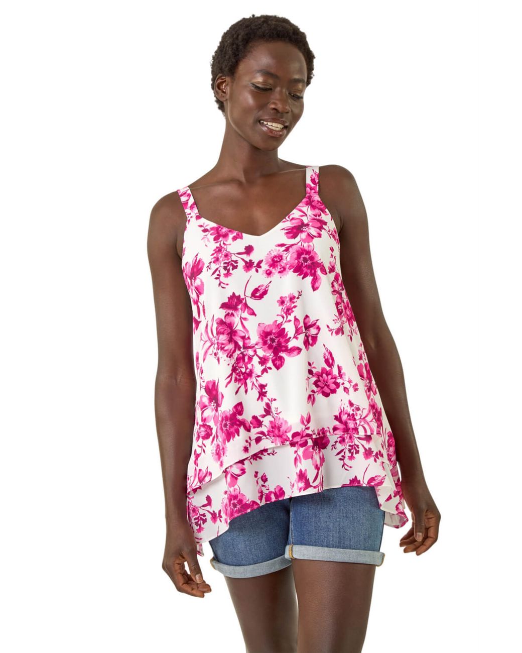 Roman Floral Double Layered Cami Top
