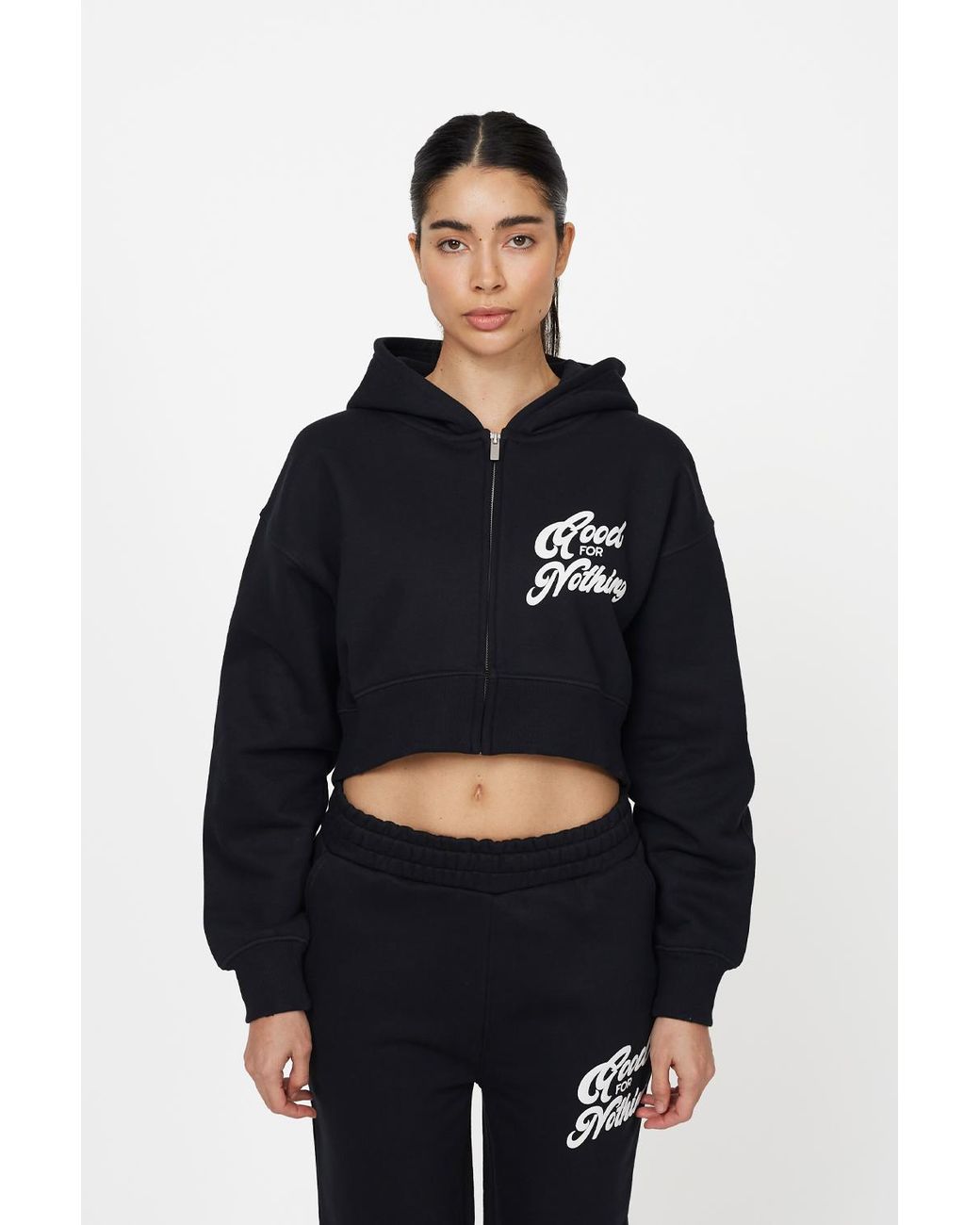 Good For Nothing Blue Cropped Zip Through Hoodie