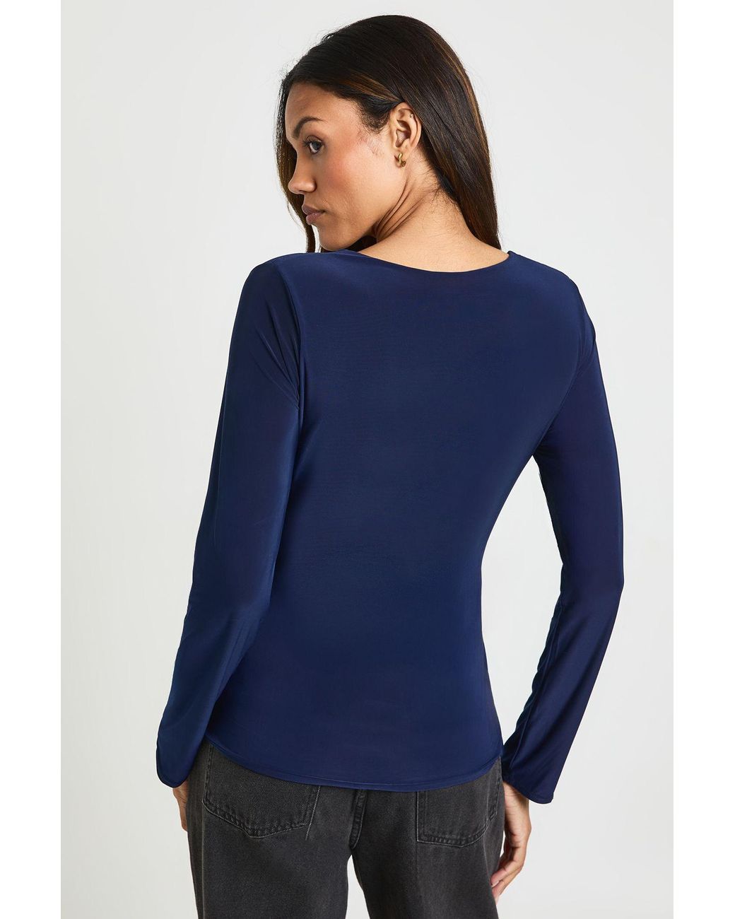 Boohoo Blue Maternity Double Layer Slinky Long Sleeve T-Shirt