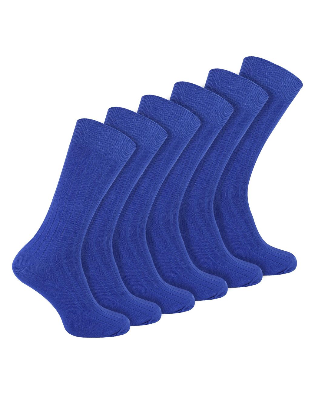 Sock Snob Blue Plain Coloured Cotton Rich Ribbed Dress Socks for men