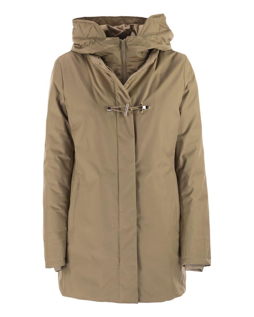 Fay Technische Gabardine Toggle Jas in het Natural
