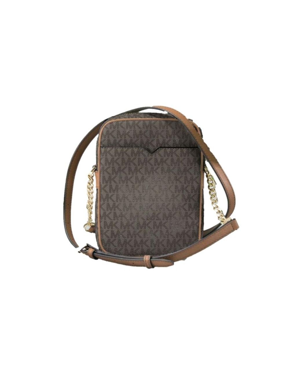 Michael Kors Gray Jet Set Travel Medium Signature Pvc North South Chain Crossbody Handbag Signature/ Leather