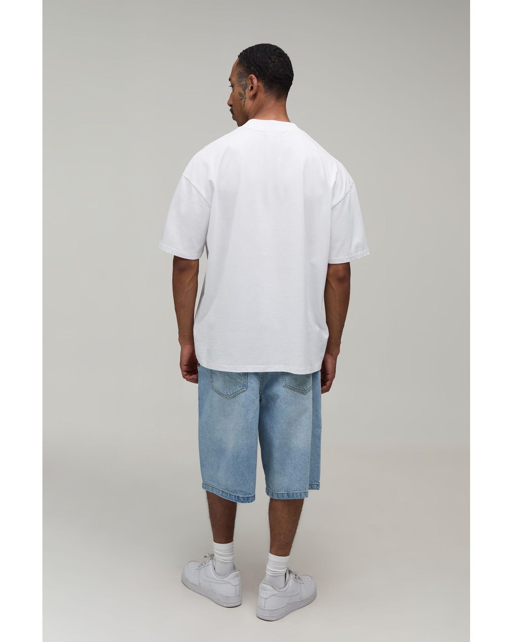 BoohooMAN Blue Oversized Caribbean Print T-Shirt Cotton for men