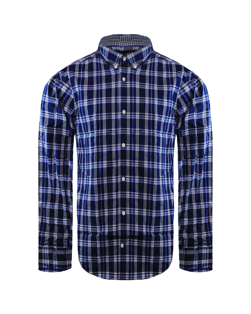 Eden Park Blue Paris Checkered Shirt Cotton for men