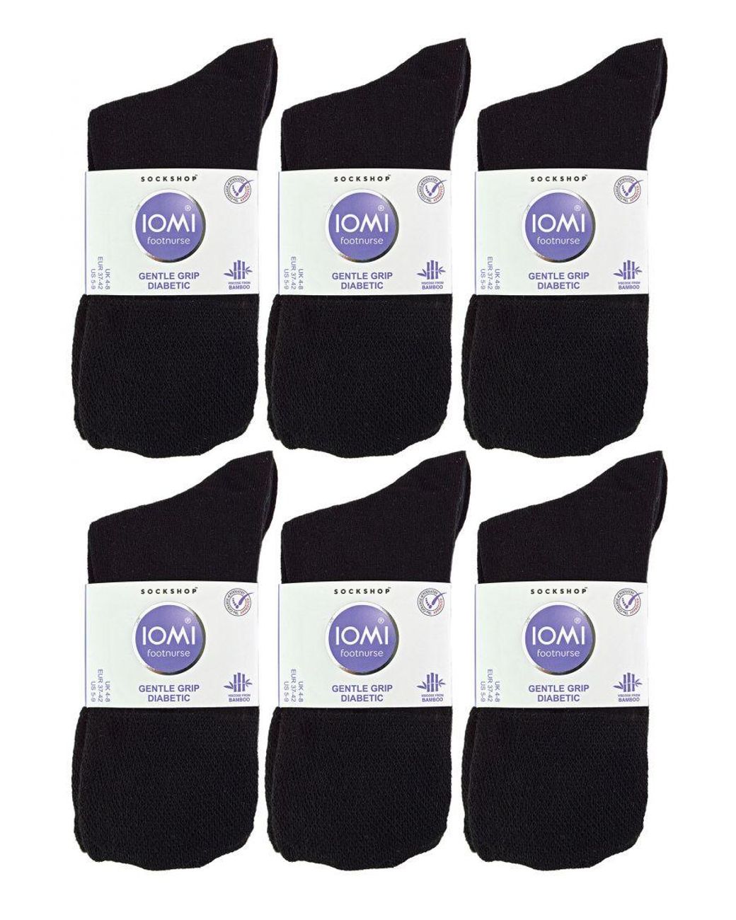 IOMI Blue 12 Pair Multipack Ladies Diabetic Bamboo Socks