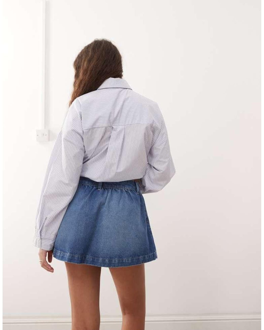 ASOS Blue Gathered Denim Micro Skirt