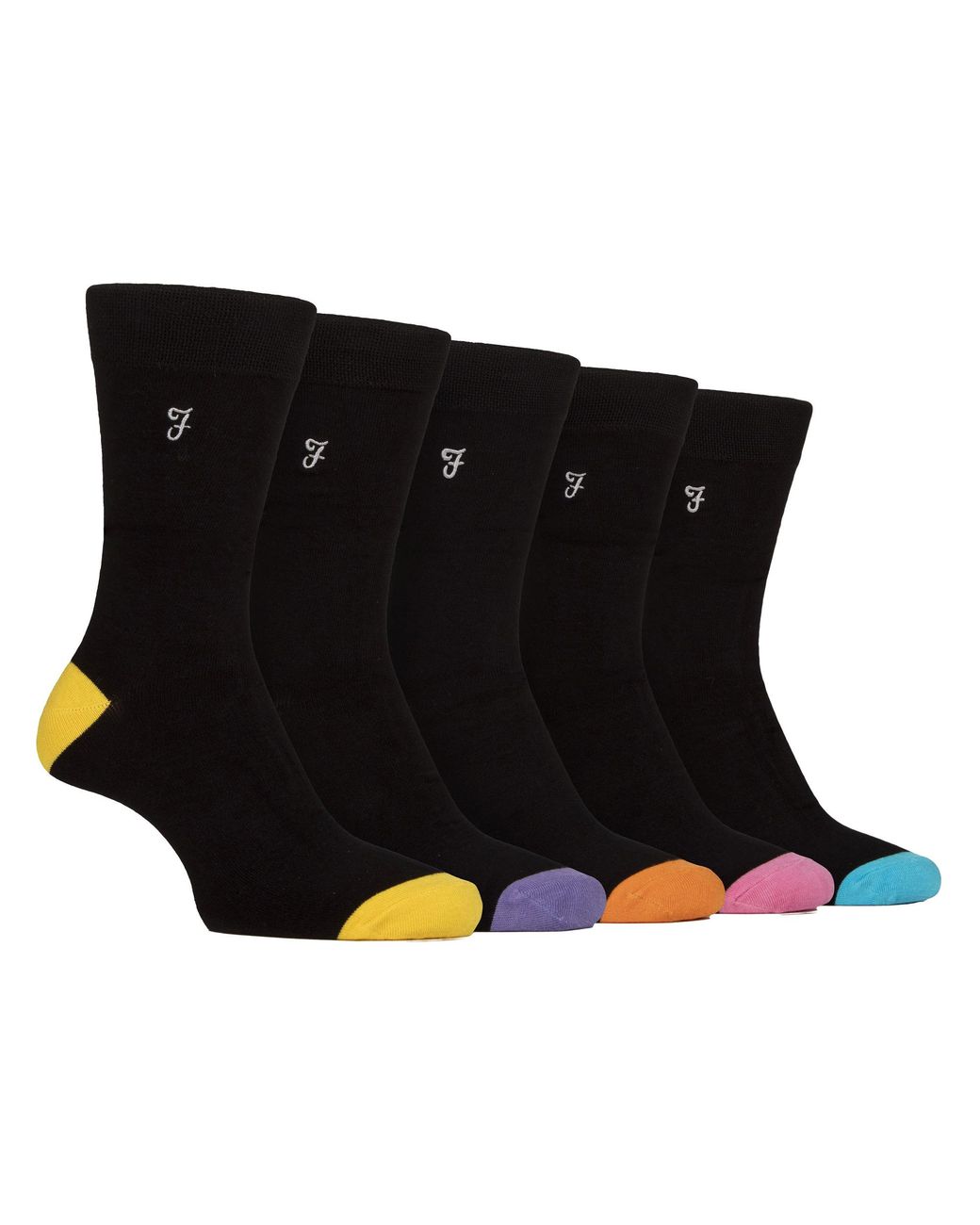 Farah Black 5 Pack Bamboo Patterned Socks for men