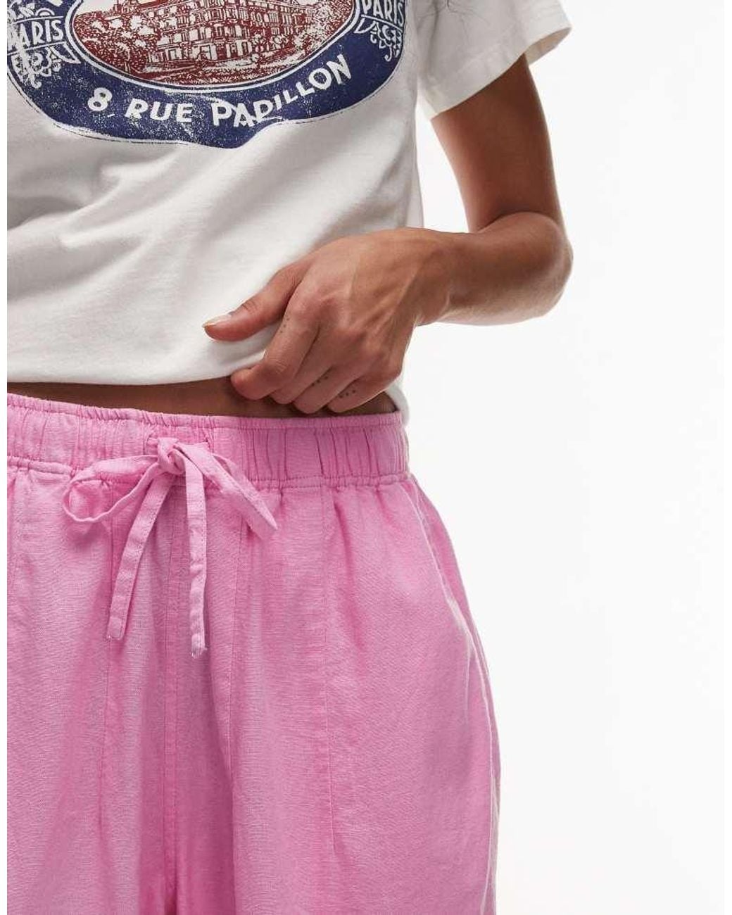 TOPSHOP Pink Linen Balloon Trouser