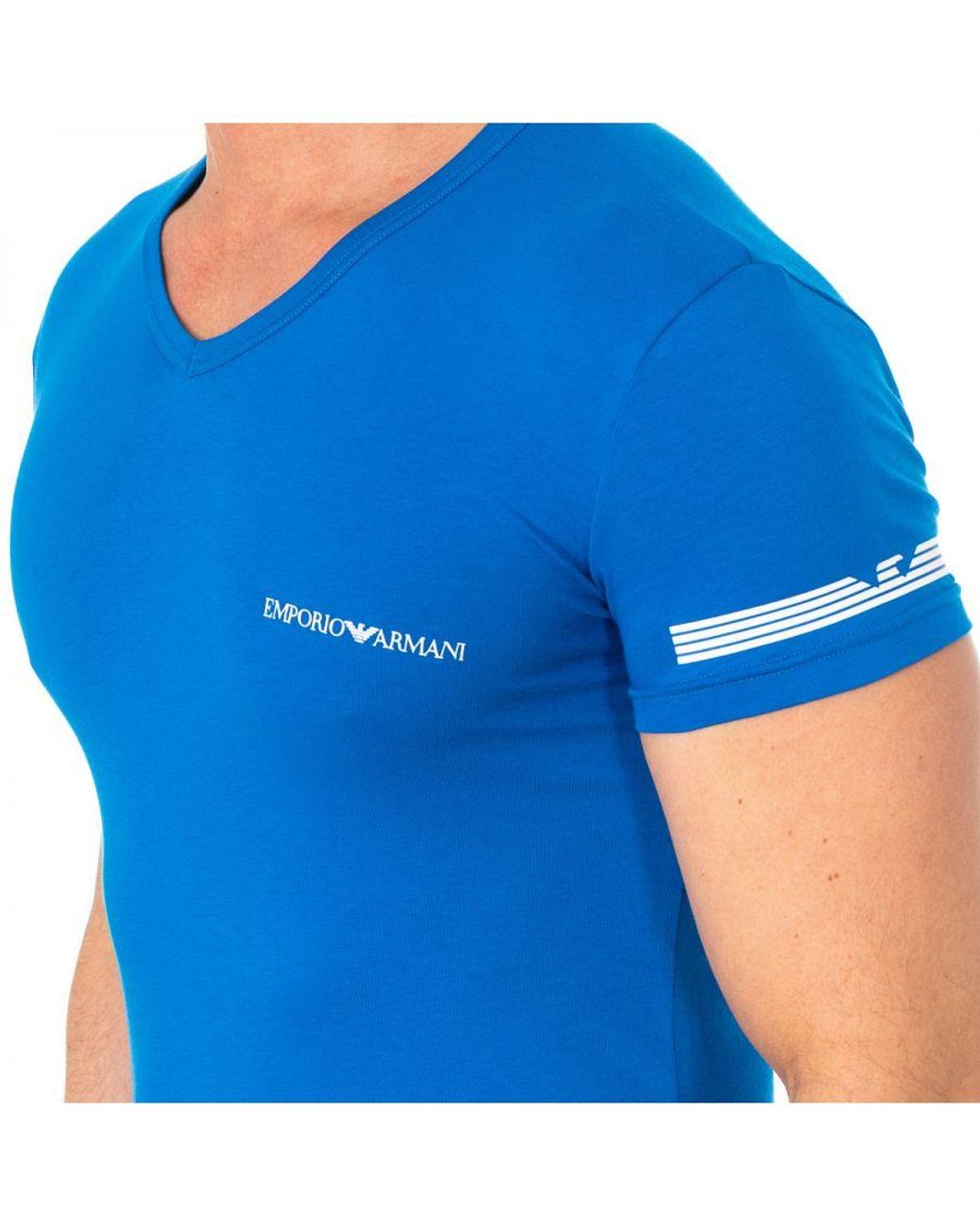 Emporio Armani Blue Short Sleeve V-Neck T-Shirt 110810-8P723 for men