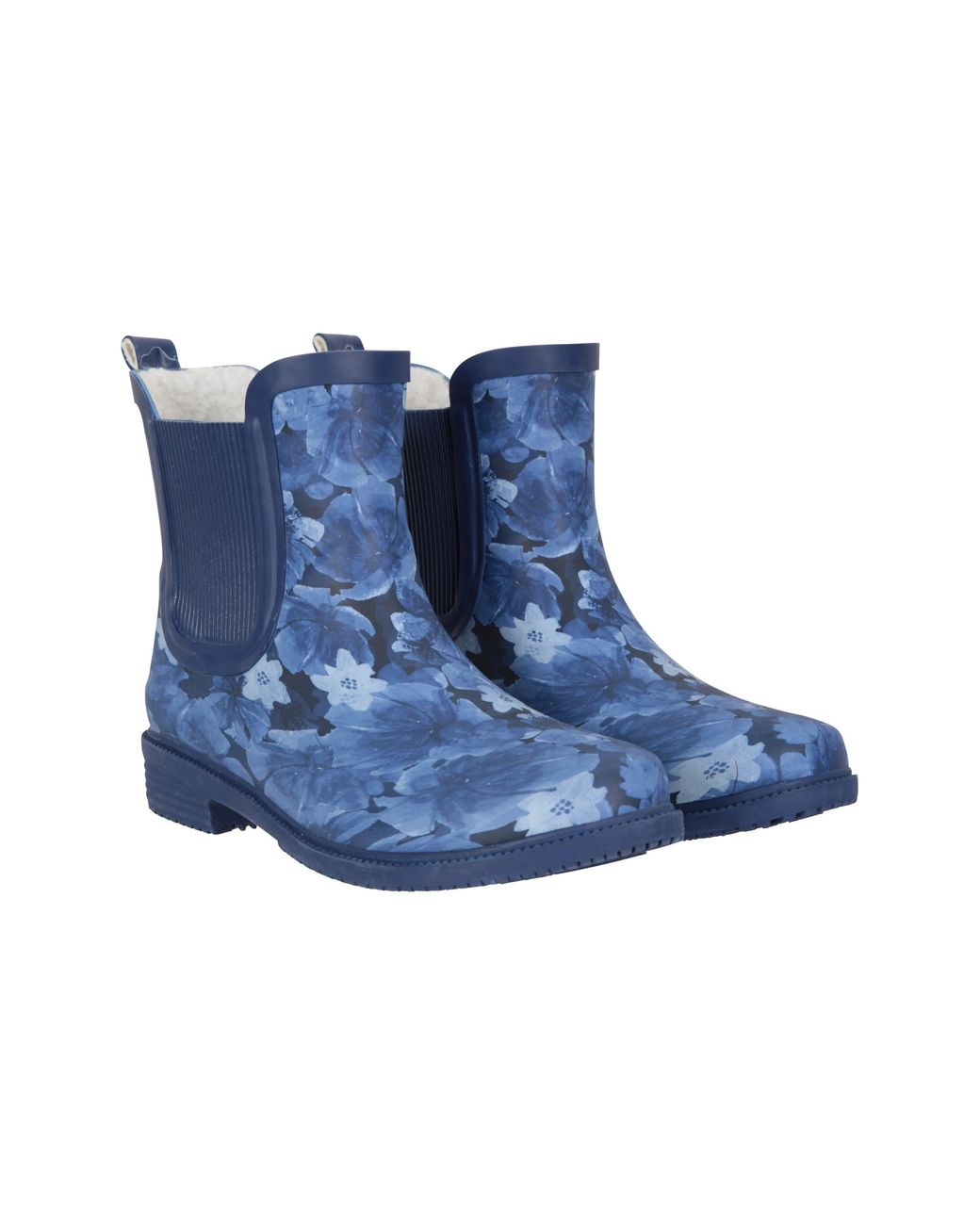 Mountain Warehouse Blue Printed Rubber Wellies Ankle Length Warm Fur Lined Outdoor Rain Boots