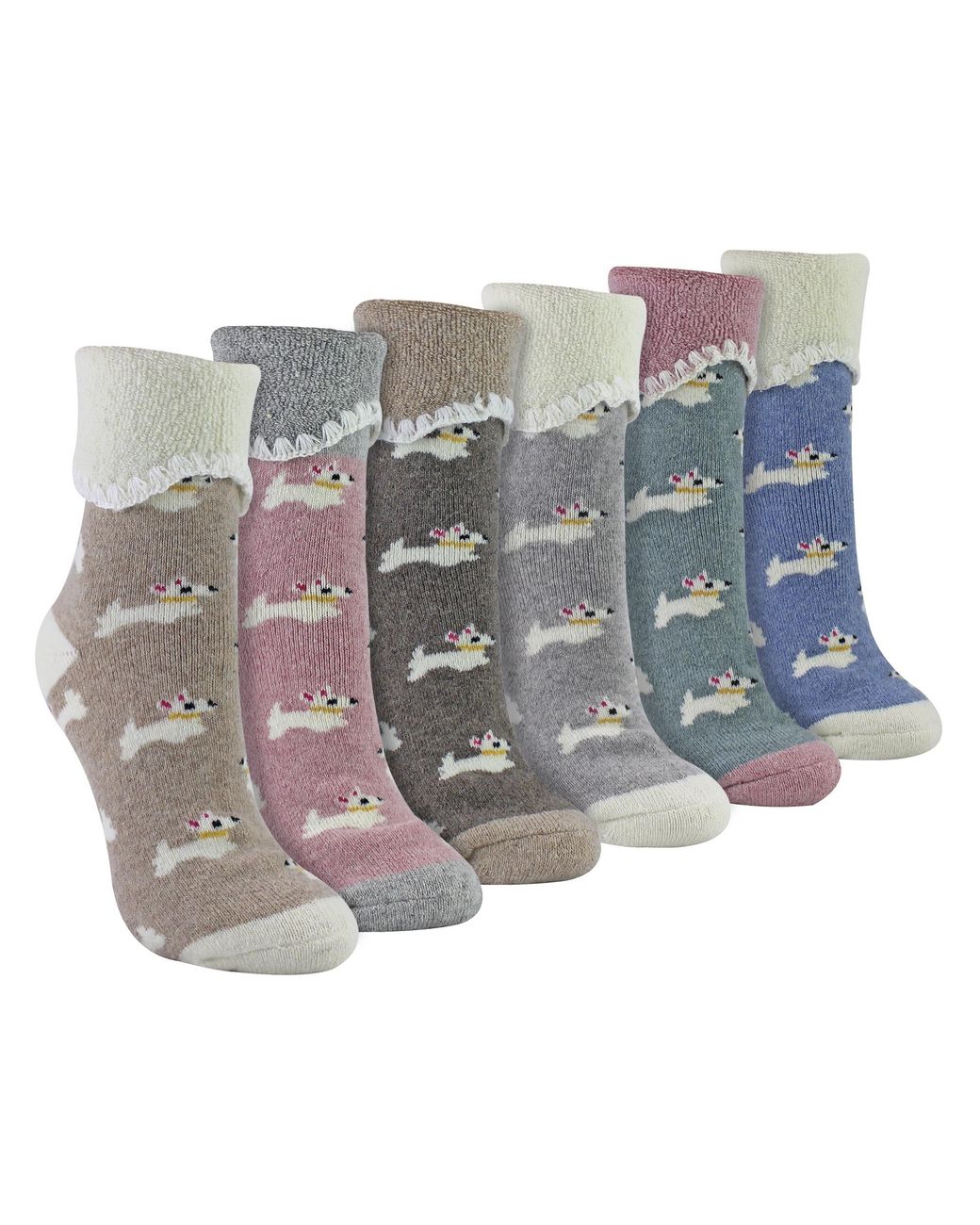 Sock Snob Gray 6 Pairs Ladies Thick Warm Wool Bed Socks