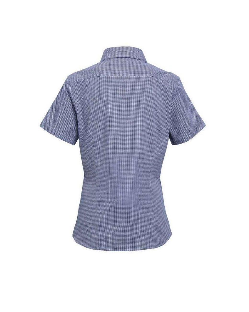 PREMIER Blue Ladies Gingham Short-Sleeved Shirt