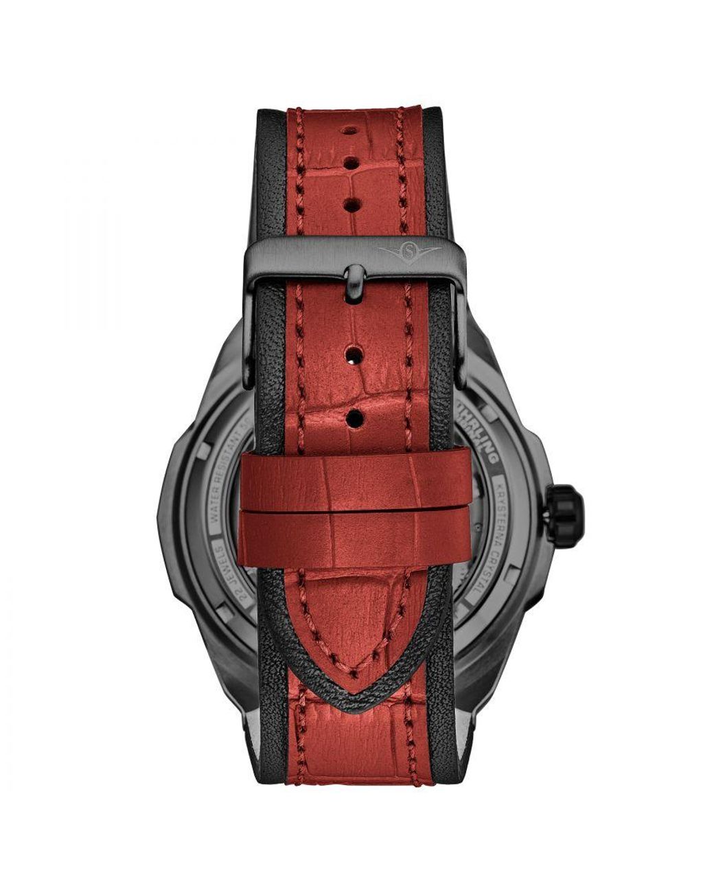 Stuhrling Gray Dual Time Automatic Navigator 46Mm Skeleton for men