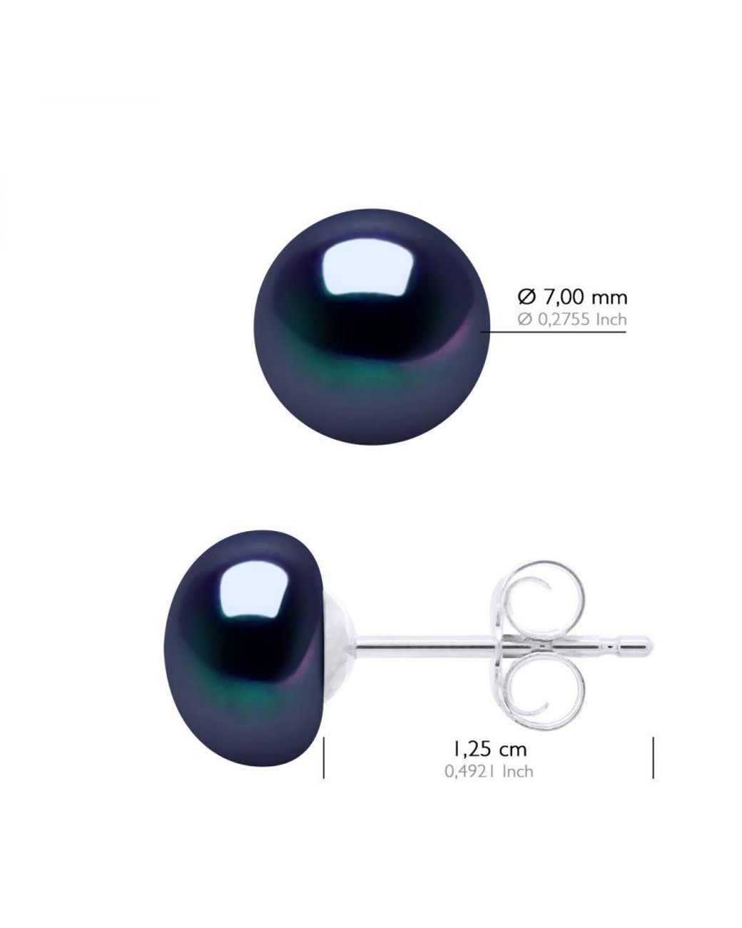 Ateliers Saint Germain Blue Earrings Real Cultured Freshwater Pearls Button 7-8 Mm