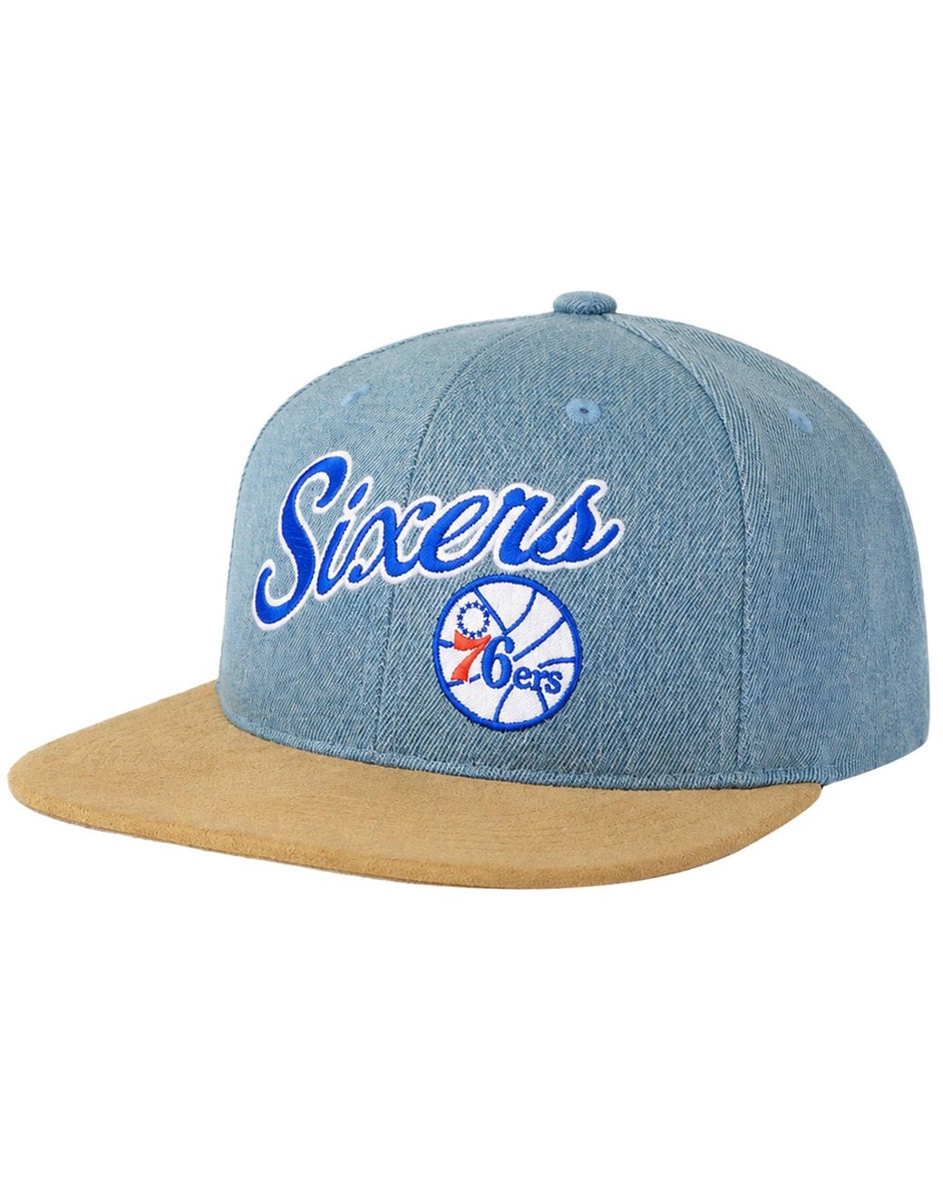 Mitchell & Ness Blue Nba Philadelphia 76Ers Denim Script Cap for men