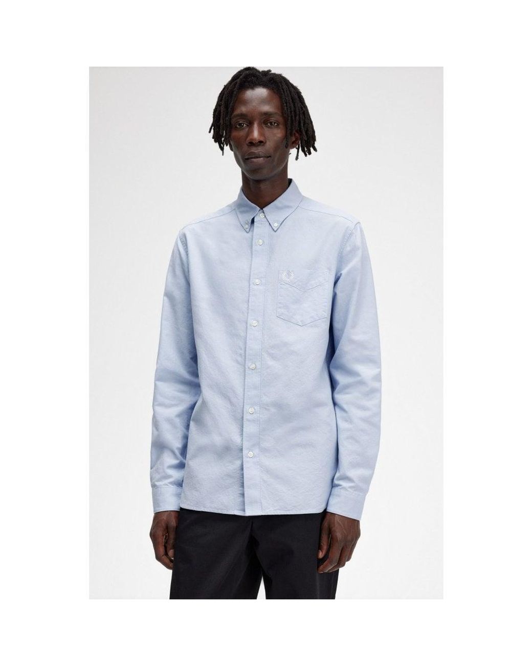 Fred Perry Blue Long Sleeve Oxford Shirt for men