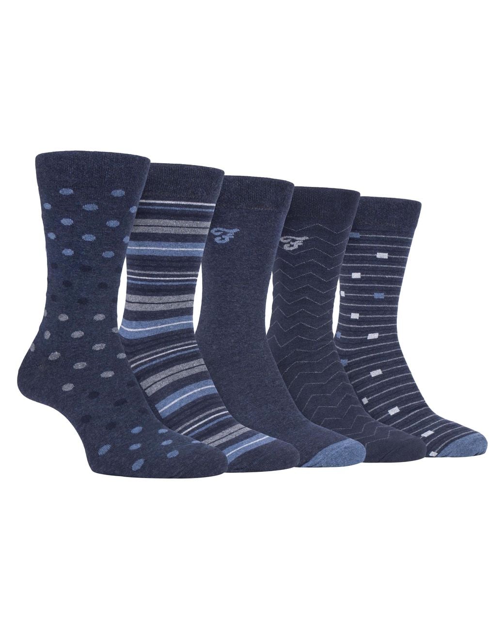 Farah Blue 5 Pack Thin Breathable Classic Polka Dot Patterned Soft Top Cotton Dress Socks for men