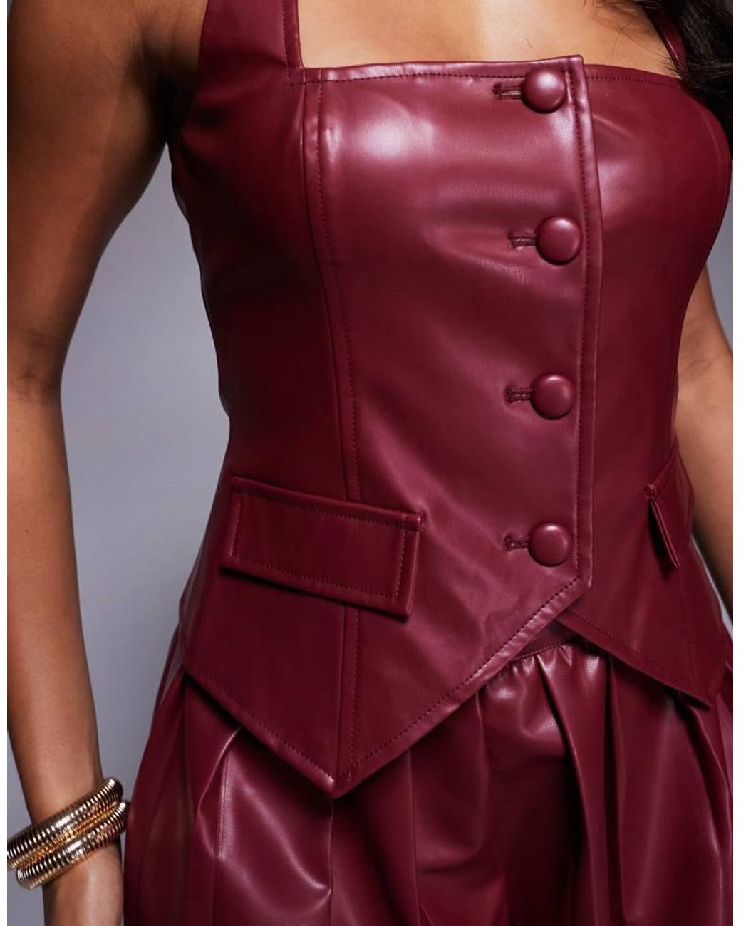 ASOS Red Pu Waist Coat Co-Ord
