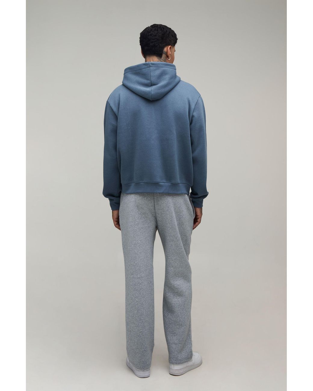 BoohooMAN Blue Tall Essential Oversized Boxy Zip Through Hoodie for men