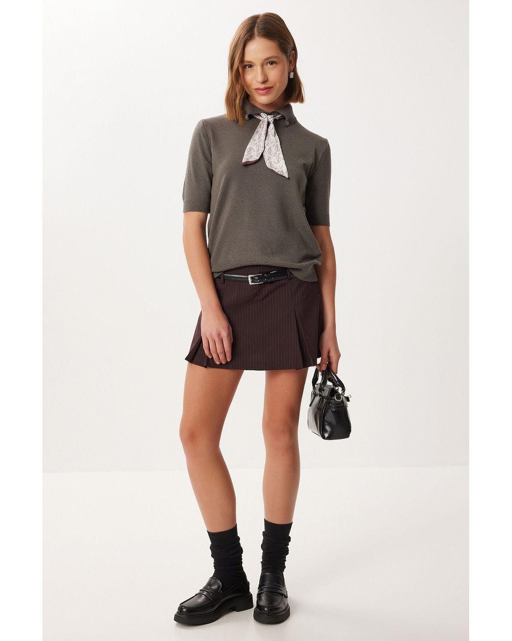 Happiness İstanbul Green Polo Neck Sweater With Scarf Detail