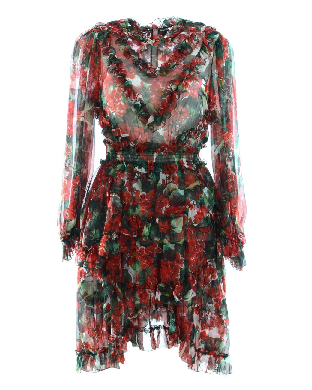 Dolce & Gabbana Red Flowers Mid-Length Dress