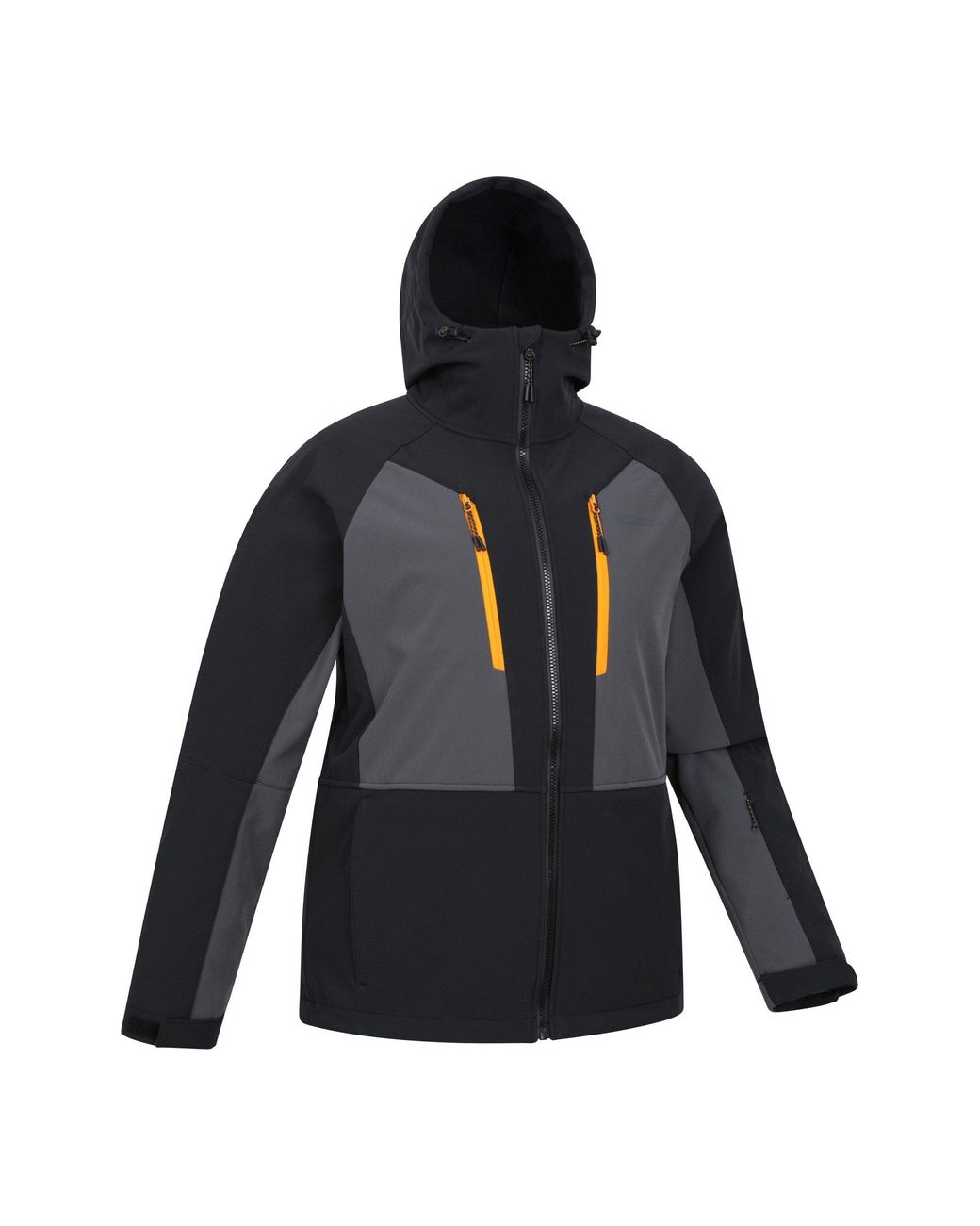 Mountain Warehouse Black 'Axis Extreme' Softshell Ski Jacket Water Resistant Windproof Coat for men
