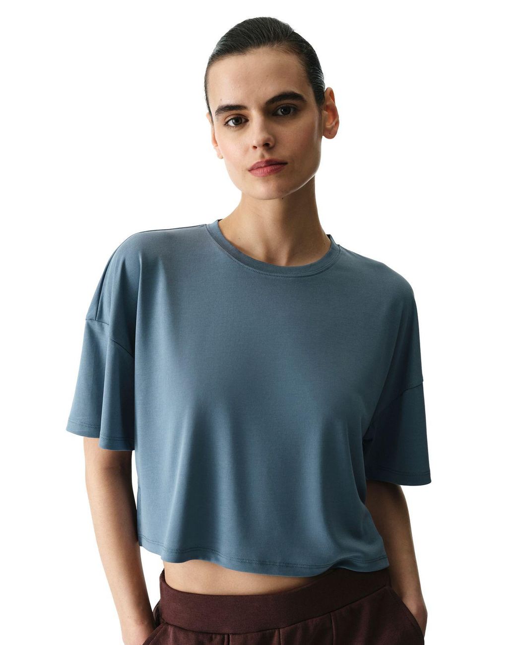 Penti Blue Oversized Crew Neck Slit T-Shirt