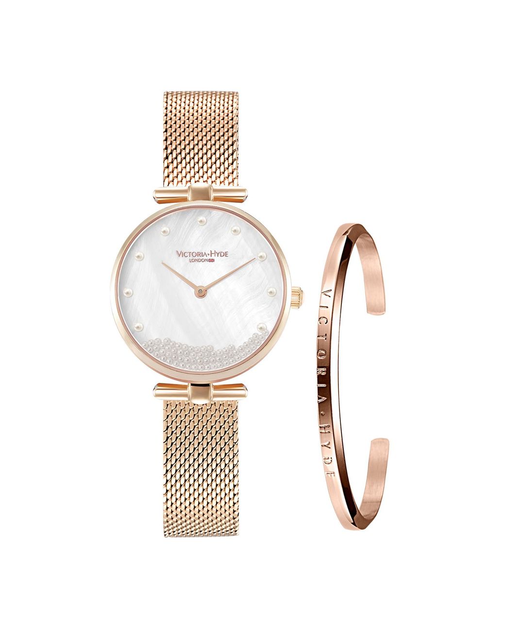 Victoria Hyde London Metallic Watch Gift Set Pearl/Rosegold