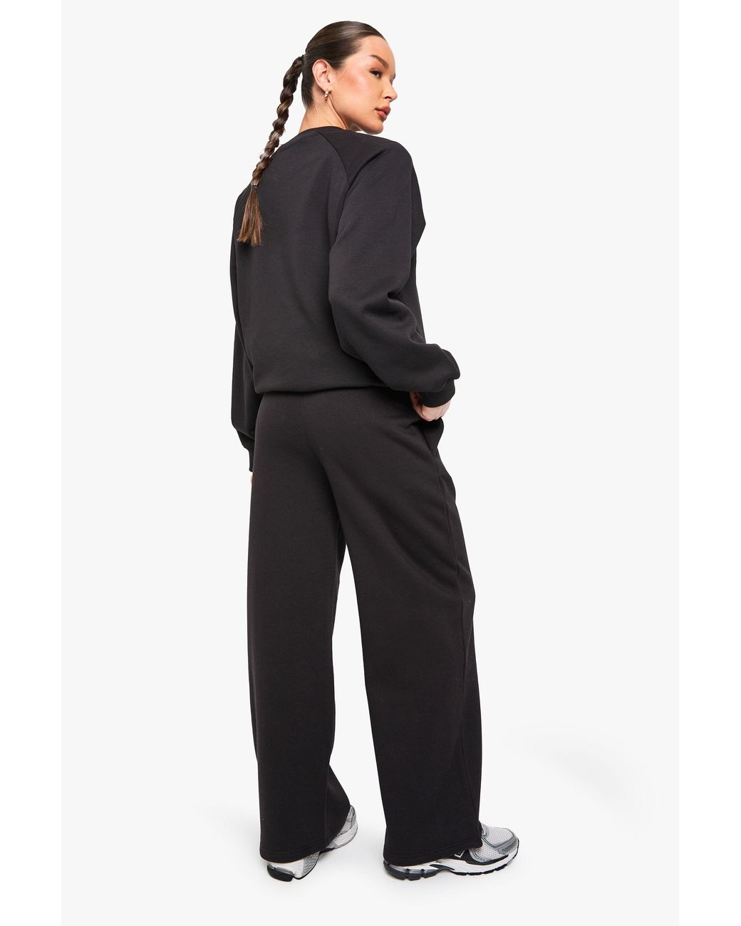 Boohoo Black Pintuck Detail Straight Leg Jogger