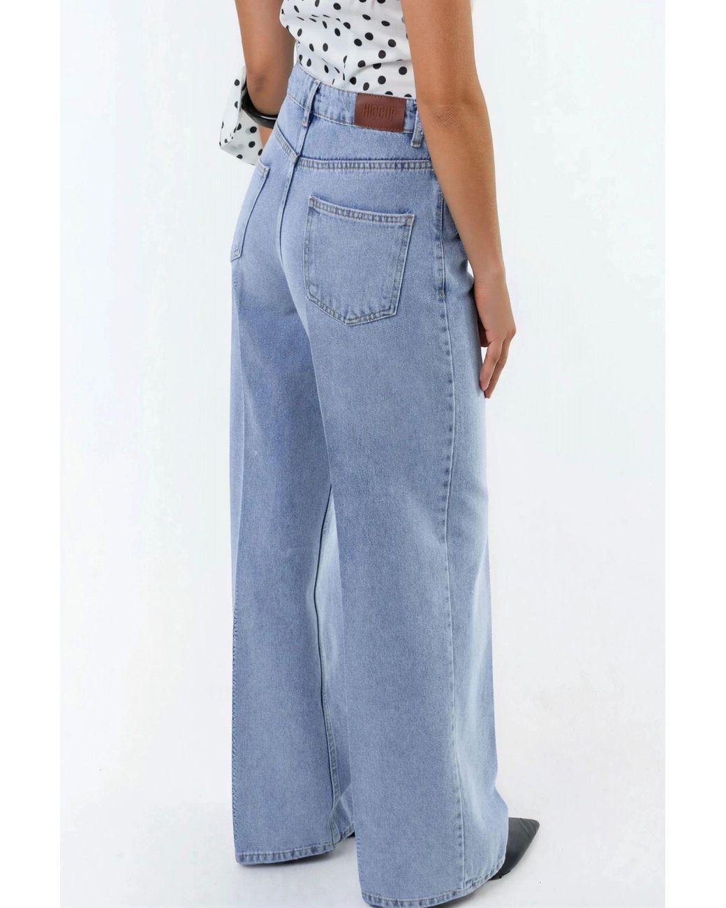 Hiccup Blue Wide Leg Raw Denim Jeans