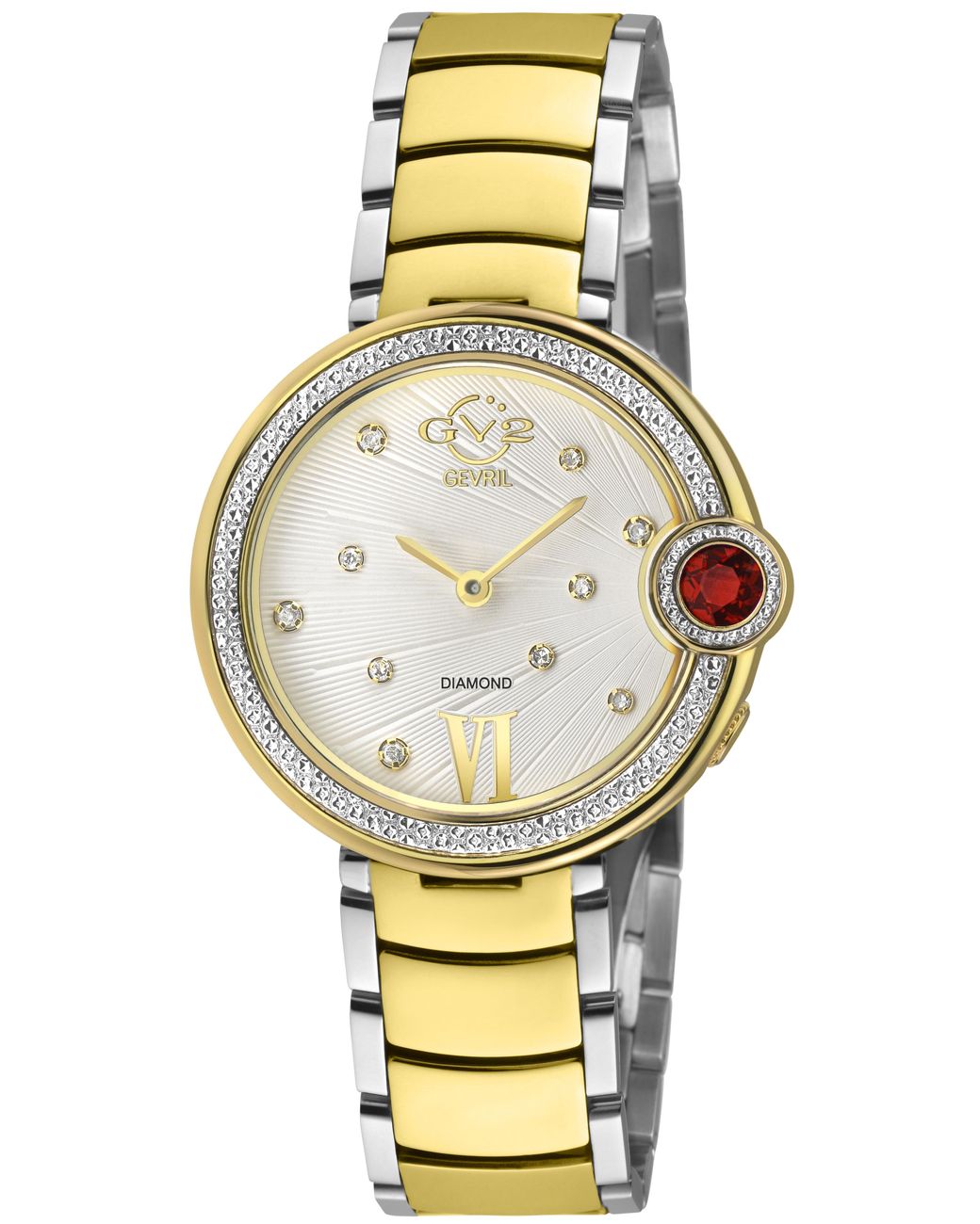 Gv2 Metallic Perugia Diamond Watch, Ipyg Case, Dial, Two-Toned Ss/Ipyg Bracelet