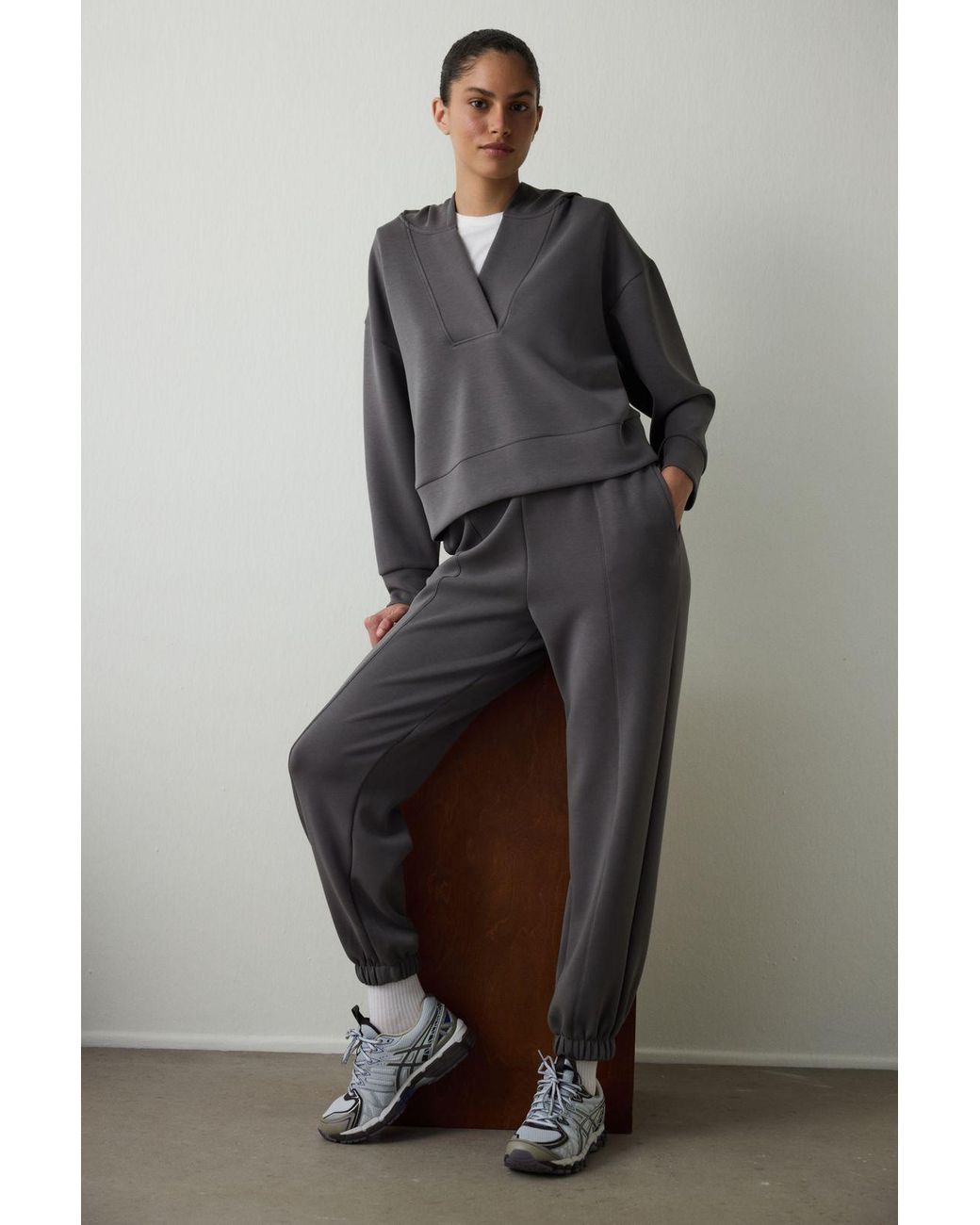 Penti Gray Cropped Hooded Hoodie