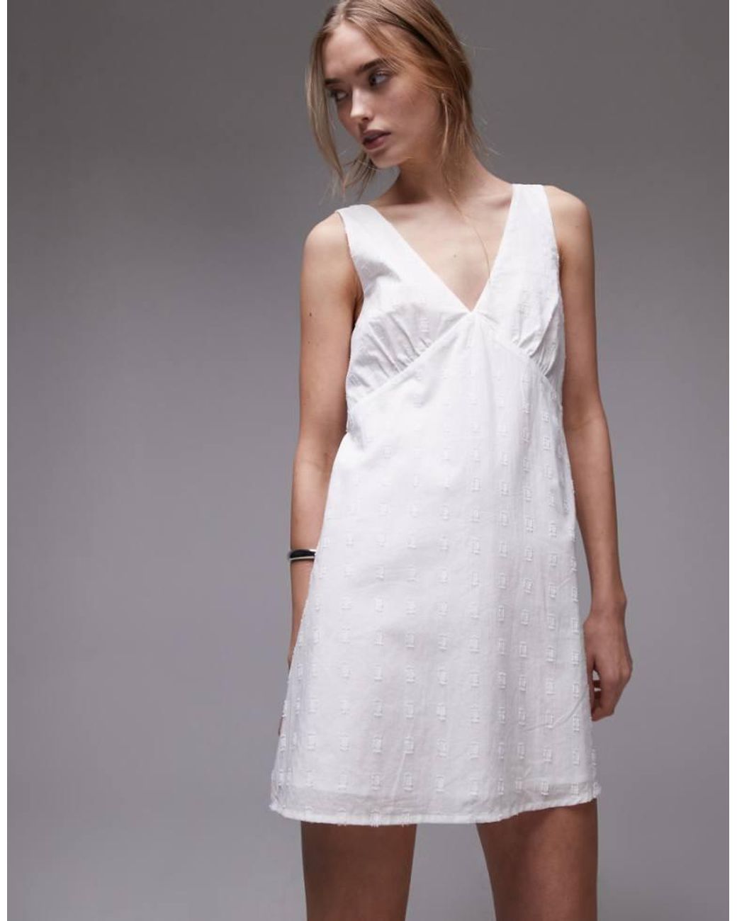 Rhythm White Mirage Mini V Neck Dress