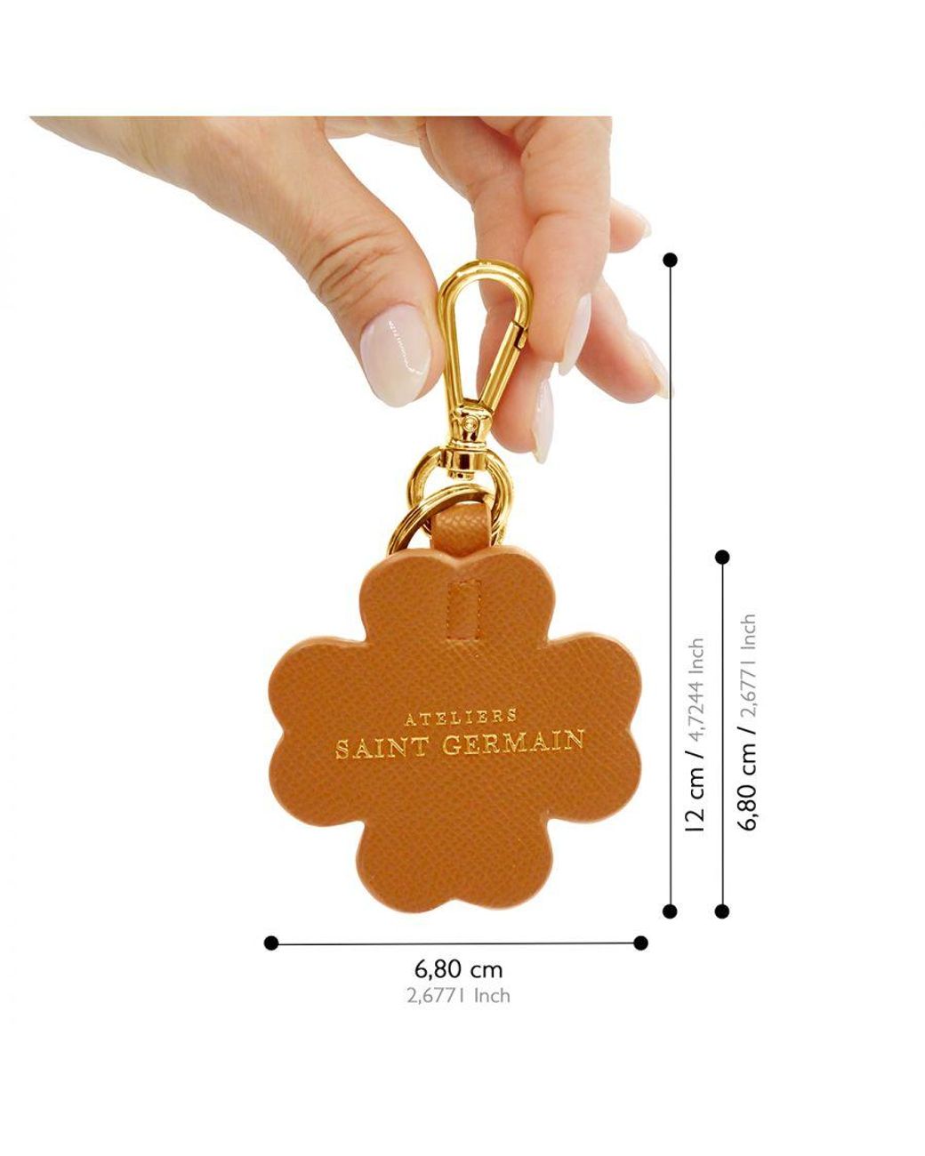 Ateliers Saint Germain Brown Key Ring Clover