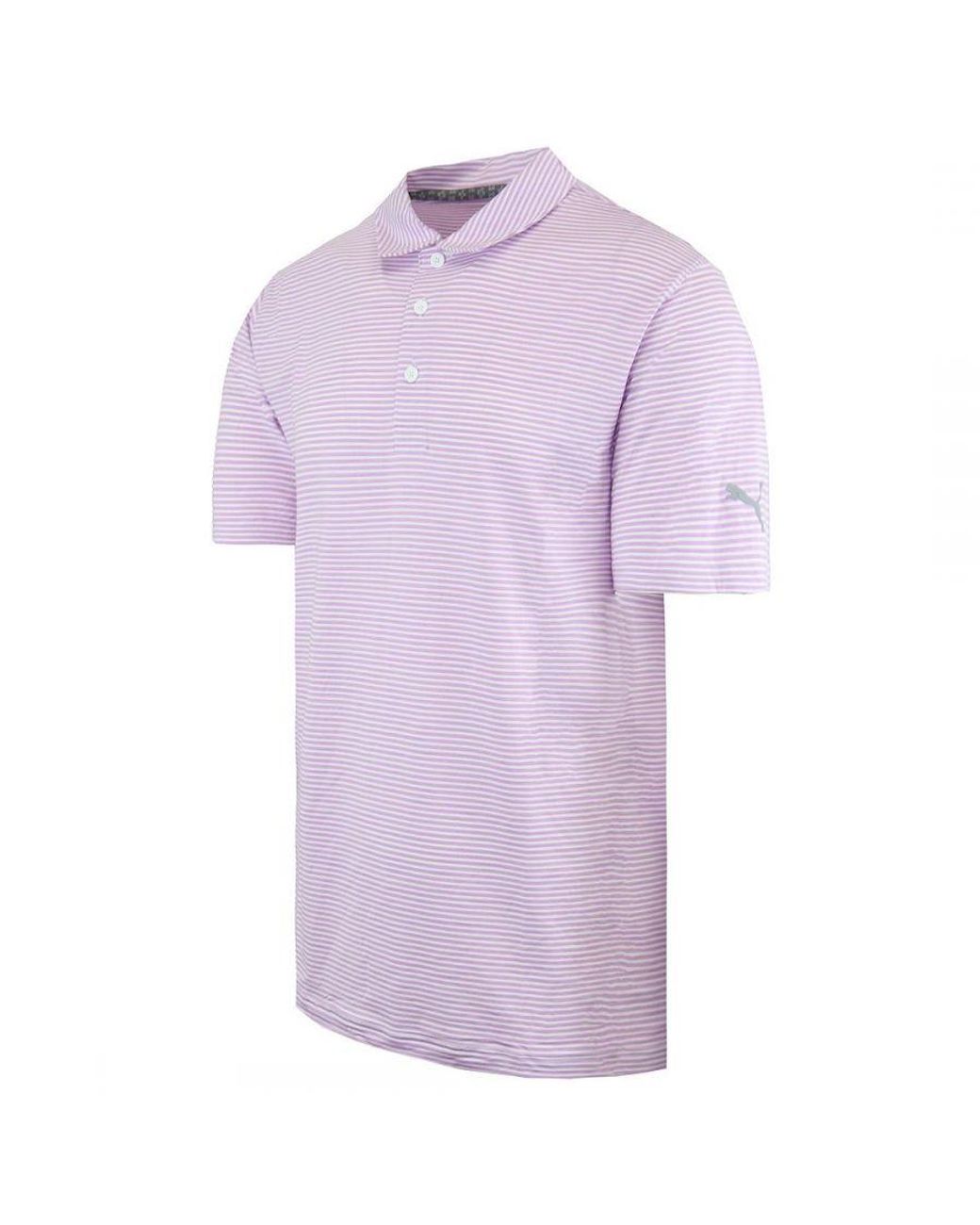 PUMA Purple Drycell Short Sleeve Stripe Caddle Polo Shirt 595115 17 for men