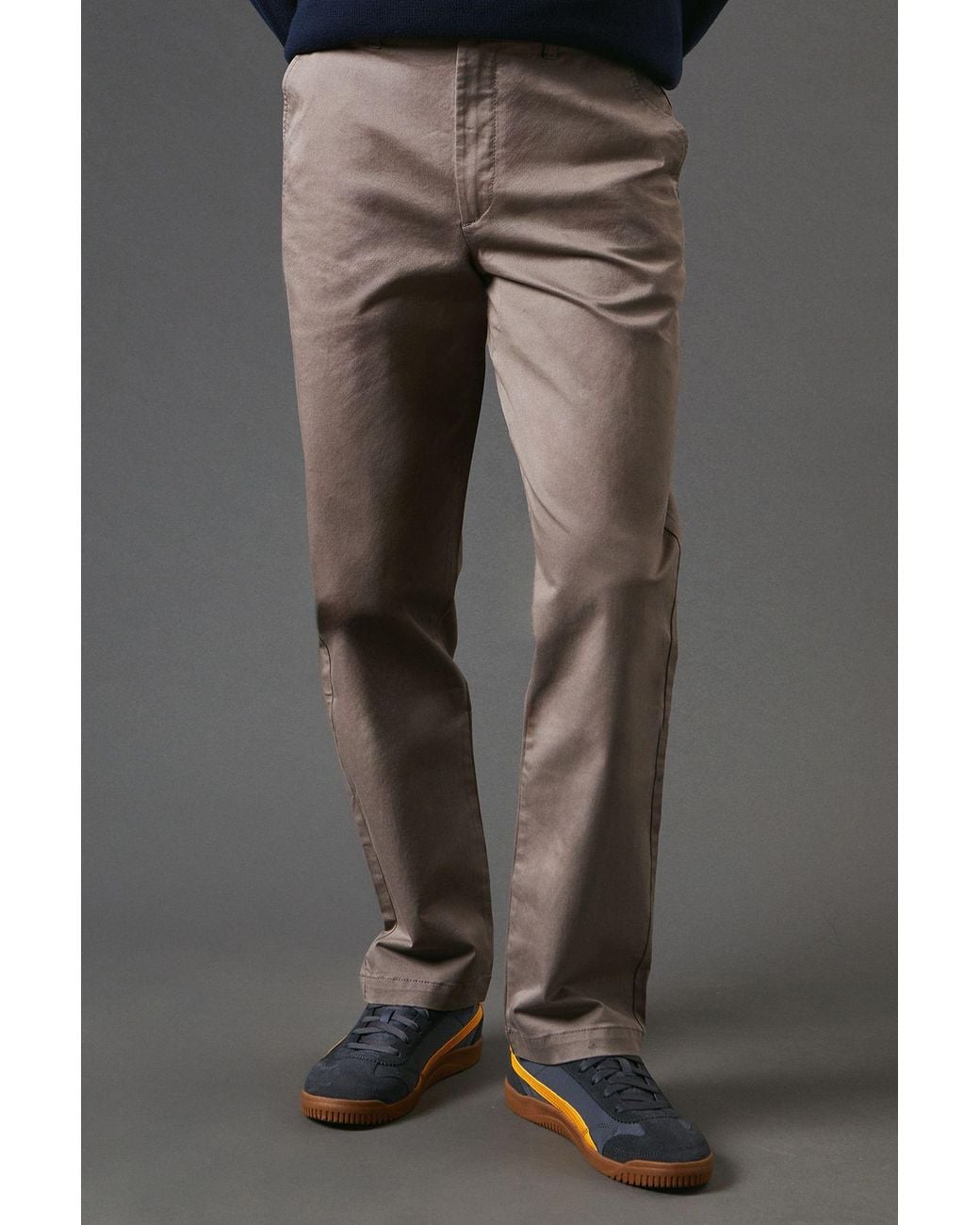 MAINE Black Premium Chino Trousers Regular Fit Cotton Blend All Seasons for men