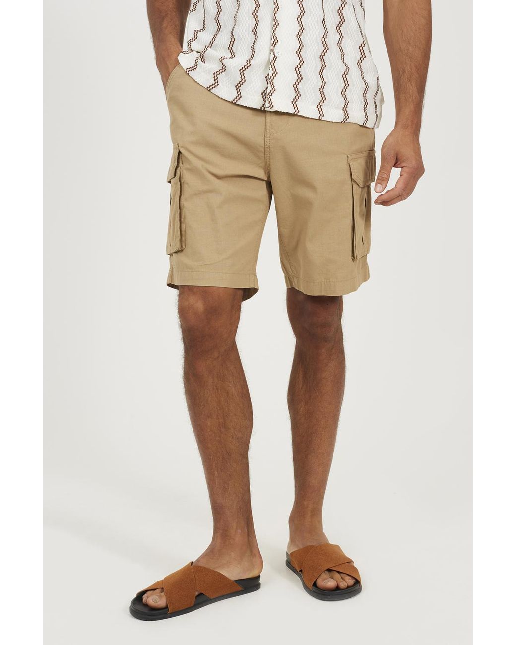 Brave Soul Natural Cotton Cargo Shorts for men